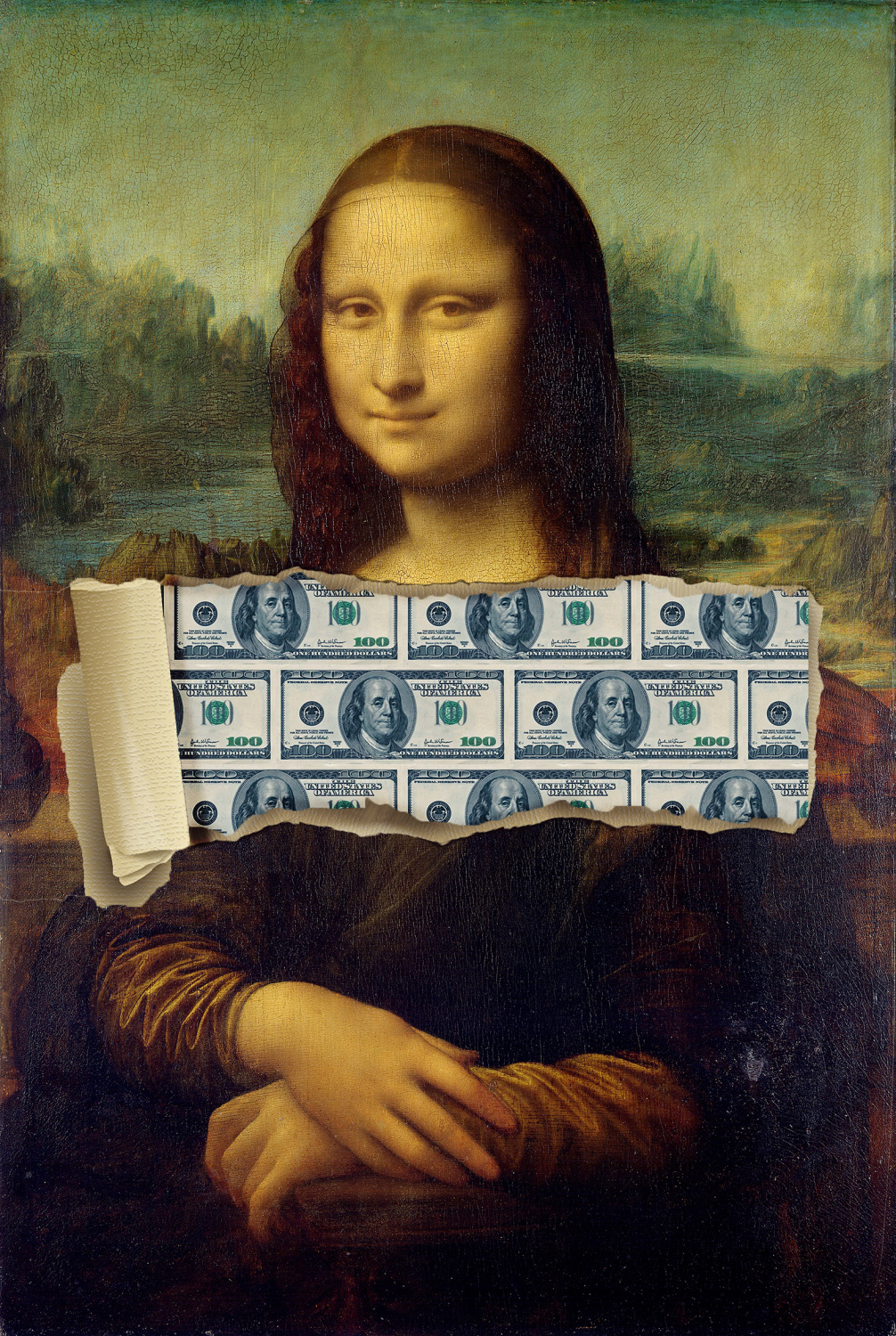 Арт Мона Лиза Деньги - Современное искусство на тему Возрождения Леонардо да Винчи