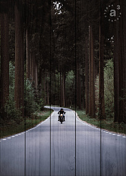 мотоциклист едущий по лесной дороге.разгоняется на пустой дорогой в поездке на мотоцикле.