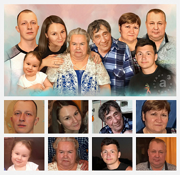 Семейный портрет в стиле "Авторский" из 8 человек